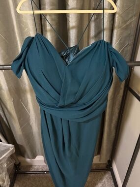 City Chic Teal Draped Cold Shoulder Cocktail Dress Size 18
